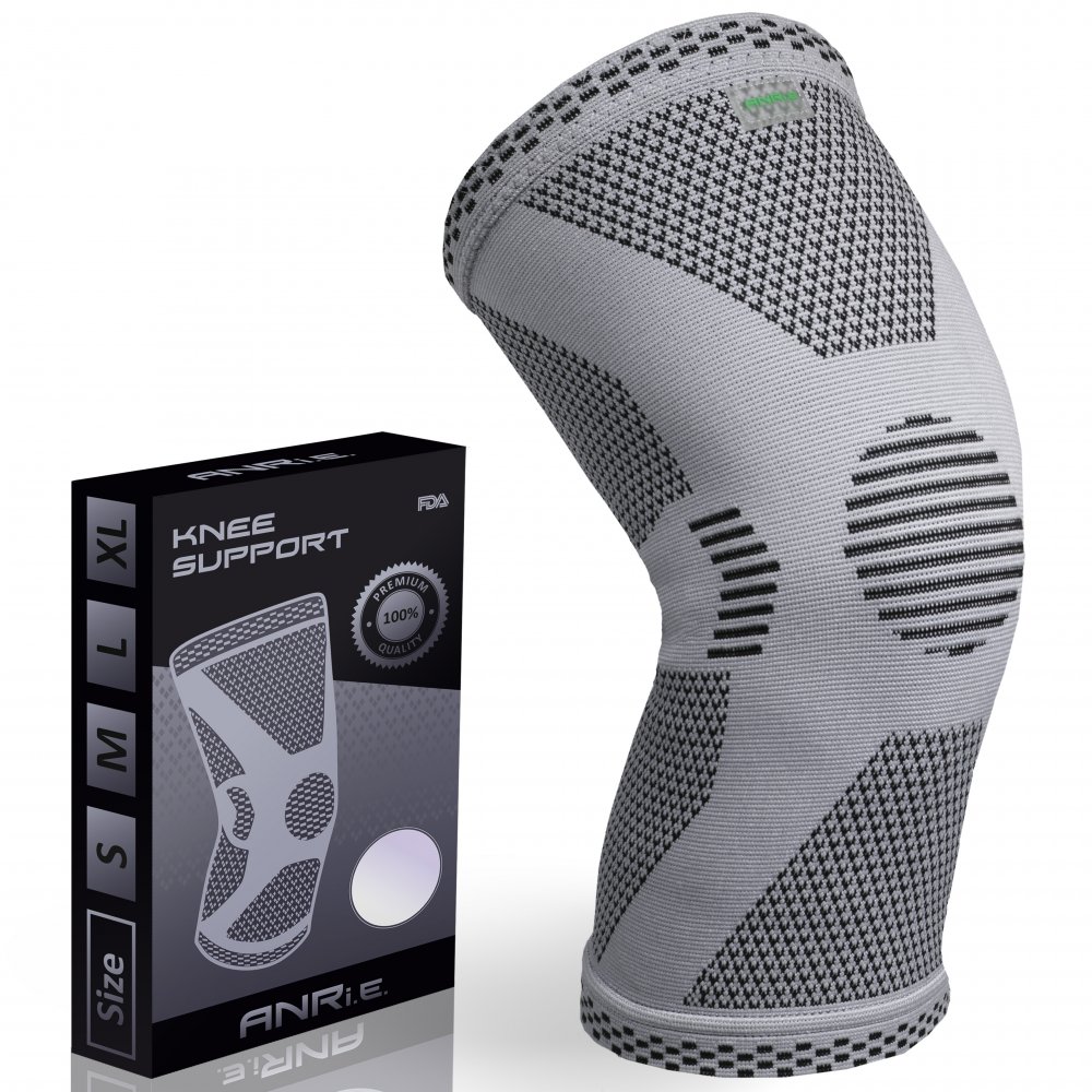 Наколенник Эластичный ANRI.E. KS-002 Компрессионный (Серый, 1 шт) Наколенник Эластичный ANRI.E. KS-002 Компрессионный (Серый, 1 шт)