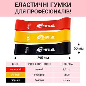 Гумки для Фітнесу ANRI.E. (3 шт) Силіконові Гумки для Фітнесу ANRI.E. (3 шт) Силіконові